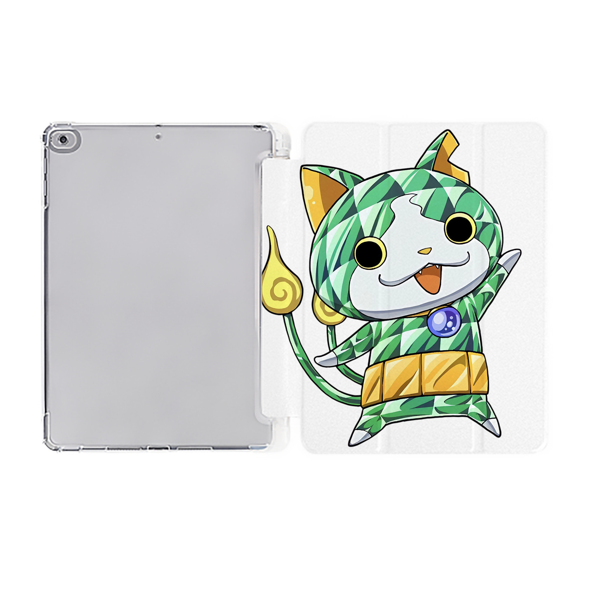 （画像用） 妖怪ウォッチ Yo-kai Watch IPad ケース ペン収納付き 三つ折りスタンド PUレザー×シリコン 対応機種9.5/10.5/10.9インチ